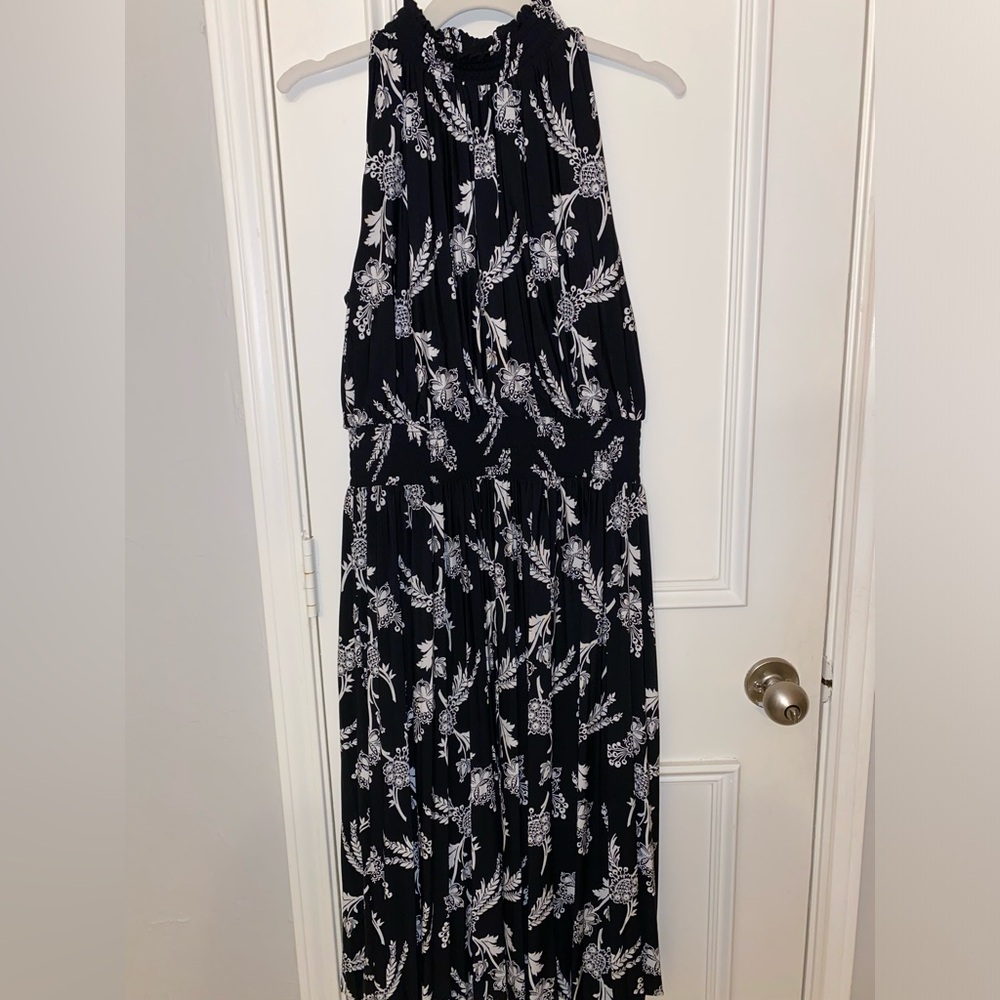 Ann Taylor Halter Black & White Floral Dress